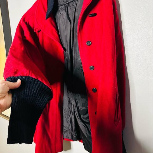 Vintage Portrait Red Wool Blend Sweater Cuff Button Front Jacket Size Medium - Picture 6 of 11
